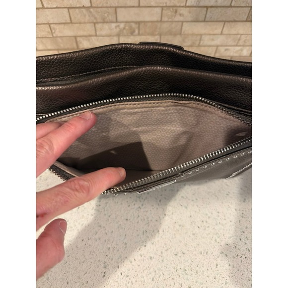 BRIGHTON PRETTY TOUGH JAGGER PEWTER MAGNET FRONT WALLET CROSSBODY ORGANIZER $445 - Picture 5 of 7